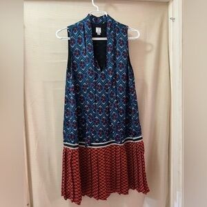 🔴 Tristan pleated skirt tie neck detail womens dress size xs summertime